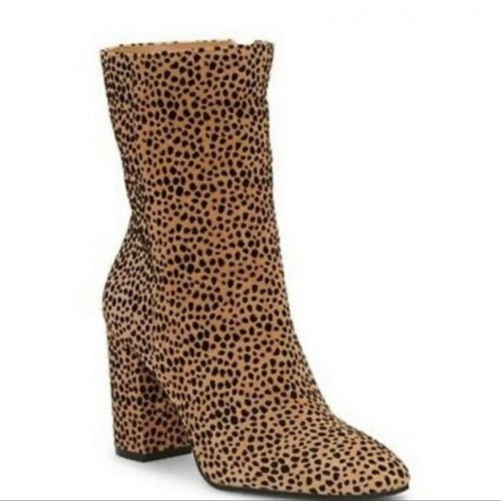 Jessica Simpson Kaelin flocked cheetah print boots